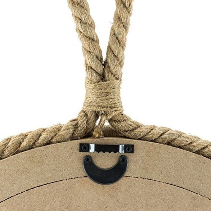 Stonebriar Vintage Nautical 16.5" Round Wall Mirror with Rope Wrapped Trim and Hanging Loop, Decorative Rustic Decor for the Living Room, Bedroom, Bathroom, and Entryway - Image 3