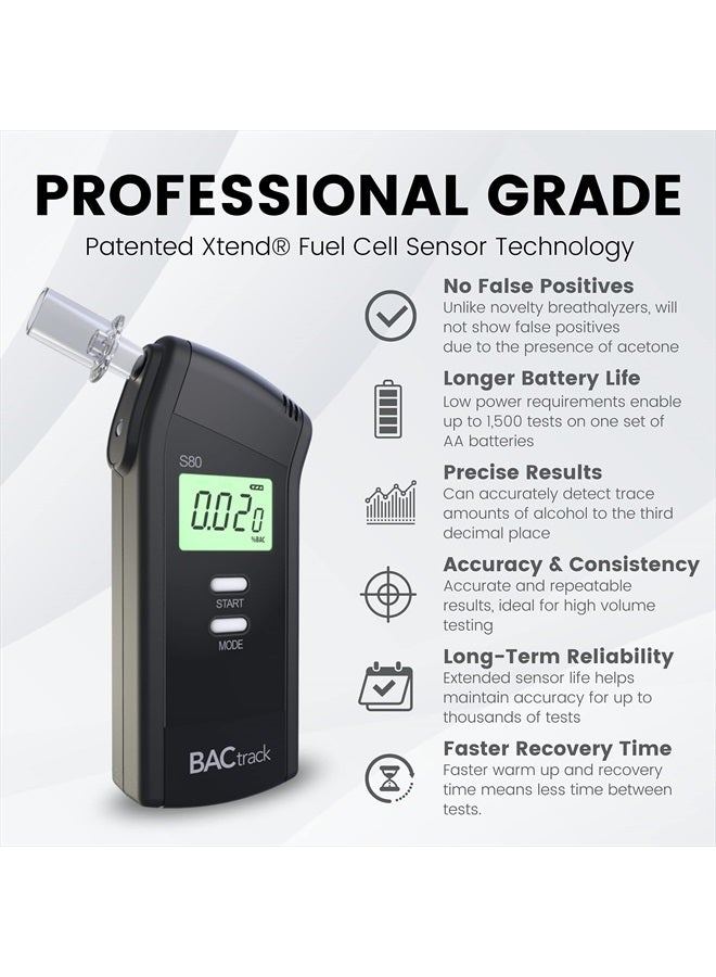 BACtrack S80 Breathalyzer | Professional-Grade Accuracy | DOT & NHTSA Approved | FDA 510(k) Cleared | Portable Breath Alcohol Tester for Personal & Professional Use - Image 2