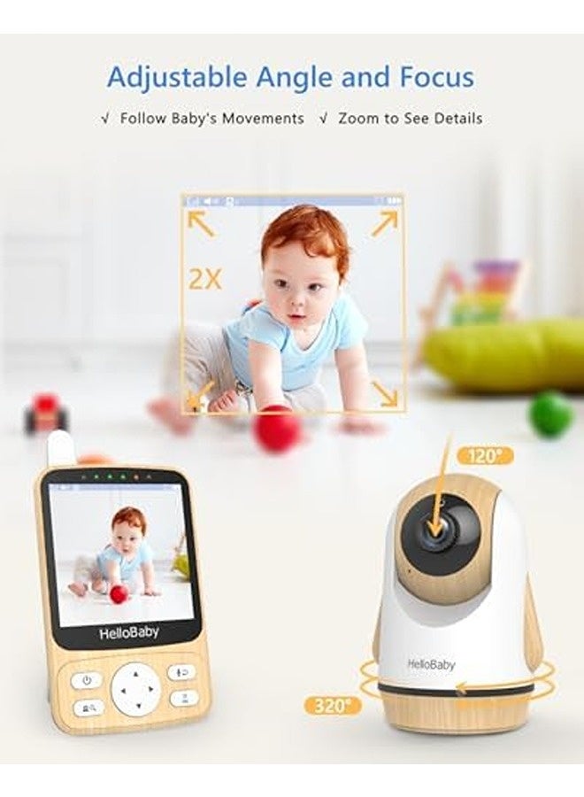 Hellobaby Baby Monitor with Camera & Audio, UAE Hot Climate Ready, 1000ft Range, Auto Night Vision, 2-Way Talk, VOX Mode, Temperature Alert, 8 Lullabies & 9 Languages - Image 2