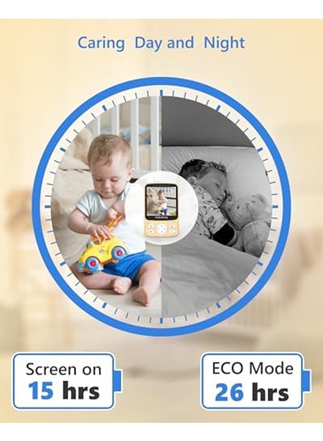 Hellobaby Baby Monitor with Camera & Audio, UAE Hot Climate Ready, 1000ft Range, Auto Night Vision, 2-Way Talk, VOX Mode, Temperature Alert, 8 Lullabies & 9 Languages - Image 3