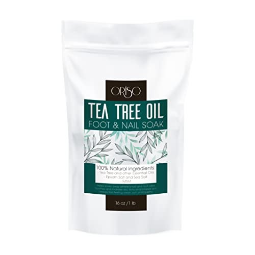 Tea Tree Oil Foot Soak  Pedicure Supplies with Epsom Salts and Lavender  Athletes Foot Treatment for Cracked and Dry Feet  Stubborn Foot Odor  Softens Calluses  Better Toe Nail Health  16 Oz