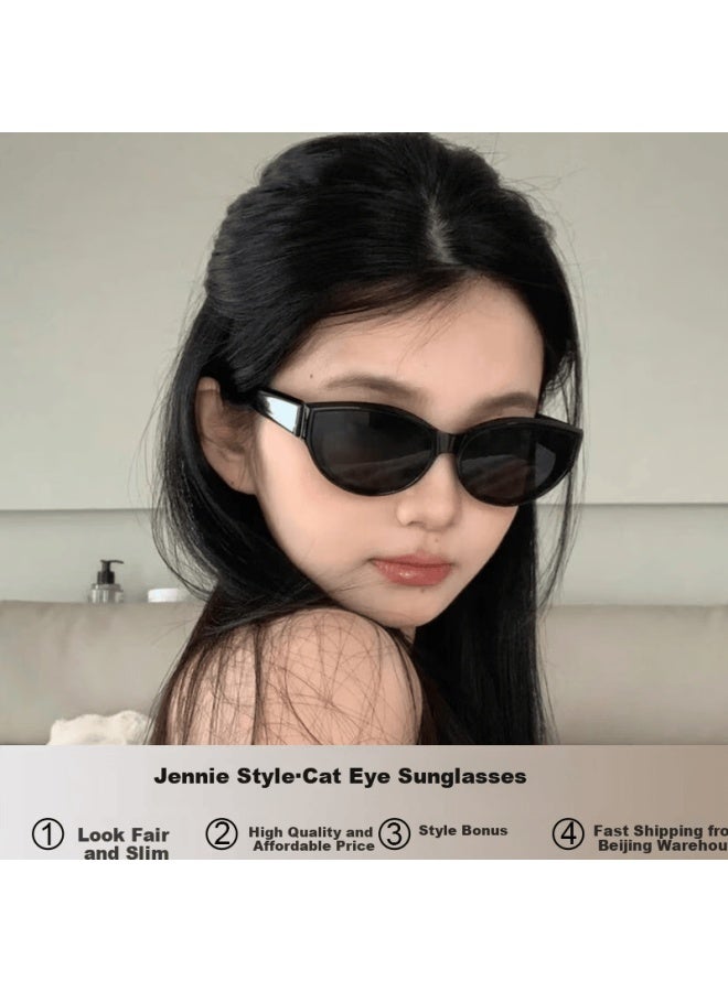 Fenchi Jennie Style Sungl For Women, Retro Hot Girl Cat Eye Small Frame Gm Gl Polarized Uv Protection Sungl For Small Faces - Image 1