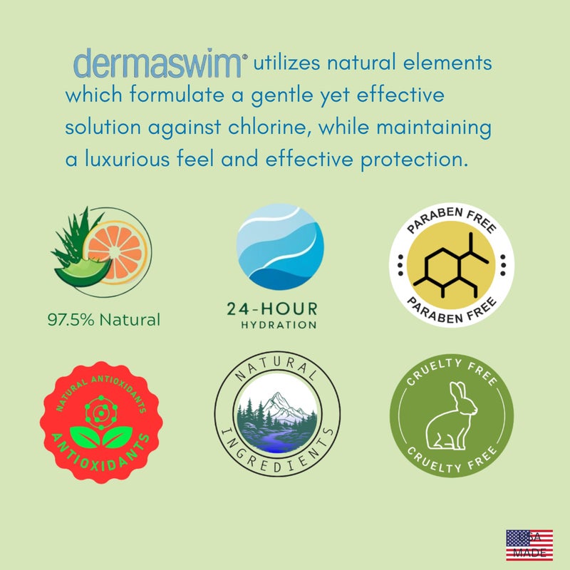 DERMASWIM Pre-Swim Lotion for Chlorine Protection â€“ 8 fl oz | 97.5% Natural & Paraben-Free | Vitamin-Enriched with Aloe & Green Tea | Shields & Moisturizes Skin Before Swimming in Pools or Hot Tubs - Image 5
