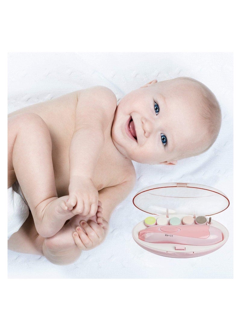 Baby Electric Nail File Drill for Baby No Sharp Claws Hurt, Nail Care Professional Manicure Pedicure System for Beauty Art, 6 in 1 Safety Cutter Trimmer Clipper for Toes and Fingers (Pink) - Image 2