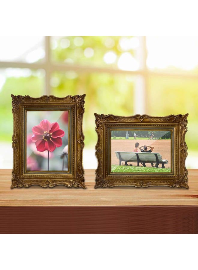PHAREGE 4x6 Vintage Gold Picture Frame with Glass Front, 4 by 6 Ornate Antique Wedding Picture Frame for Bedroom, Living Room, Office, Displays Horizontally or Vertically On Tabletop - Image 4