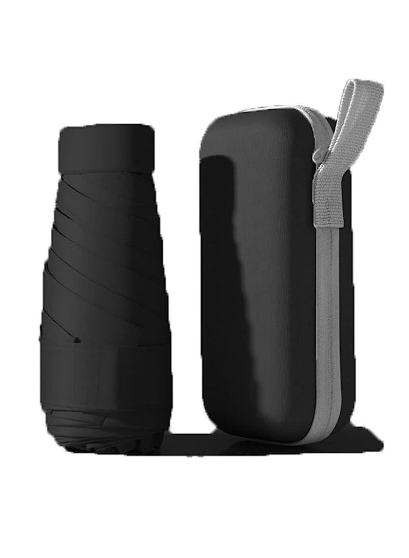 Mini Umbrella for Wallet, UPF 50+ UV Protection - Small Travel Lightweight Umbrella for Rain and Sun - 5 Fold Umbrella, Women's, Kids, Black - Image 1