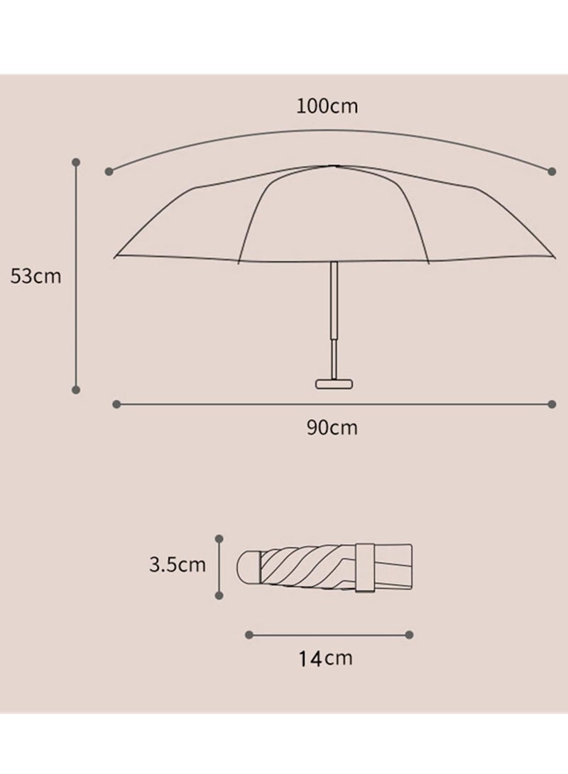 Mini Umbrella for Wallet, UPF 50+ UV Protection - Small Travel Lightweight Umbrella for Rain and Sun - 5 Fold Umbrella, Women's, Kids, Black - Image 4