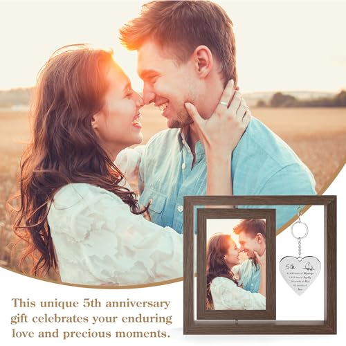 HELORAY 5 Year Aniversario Gift for Her 5yr Anniversary Picture Frame Wood Gifts for 5th Anniversary Wedding Photo Frames Gift for Wife 5 Year Anniversary Decorations for Couple Wedding Anniversary - Image 3