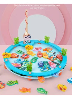 Cordova 26 PCS Magnetic Fishing Game Toddler Wooden Fishing Toy Wooden Toy Magnetic Fishing Game Cat Catch Fish Game For Kids  - Image 5