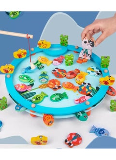 Cordova 26 PCS Magnetic Fishing Game Toddler Wooden Fishing Toy Wooden Toy Magnetic Fishing Game Cat Catch Fish Game For Kids  - Image 2