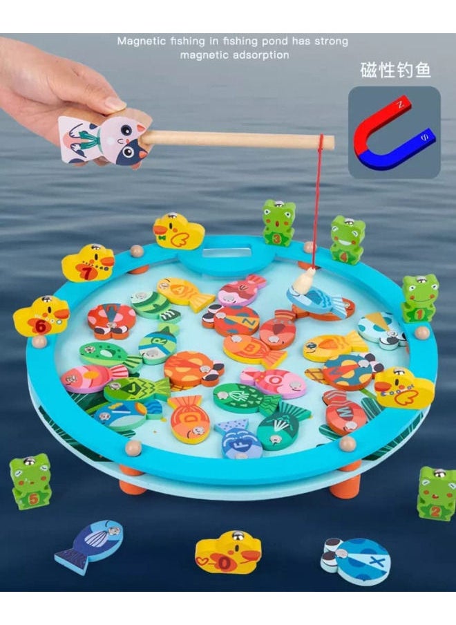 Cordova 26 PCS Magnetic Fishing Game Toddler Wooden Fishing Toy Wooden Toy Magnetic Fishing Game Cat Catch Fish Game For Kids  - Image 4