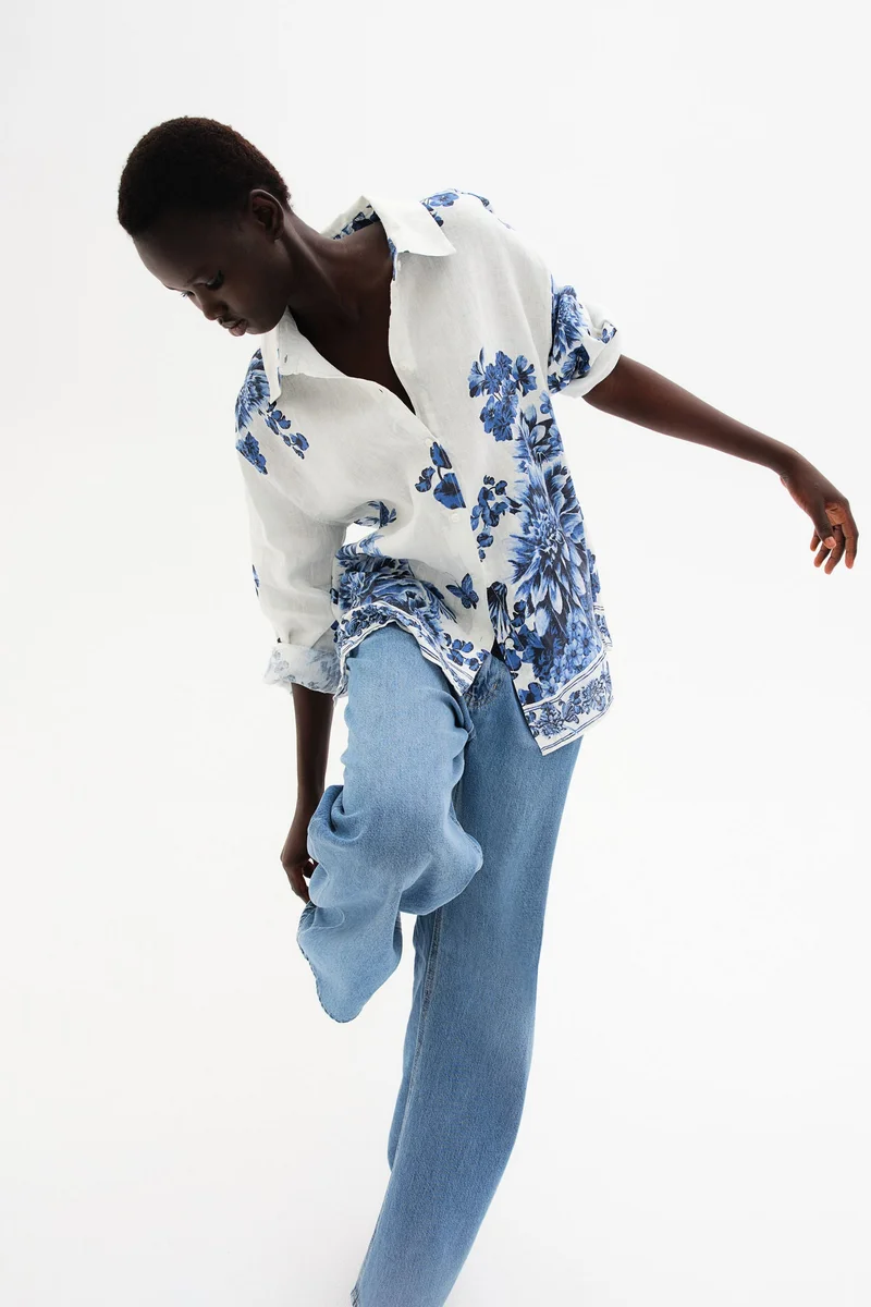 H&M Patterned linen shirt