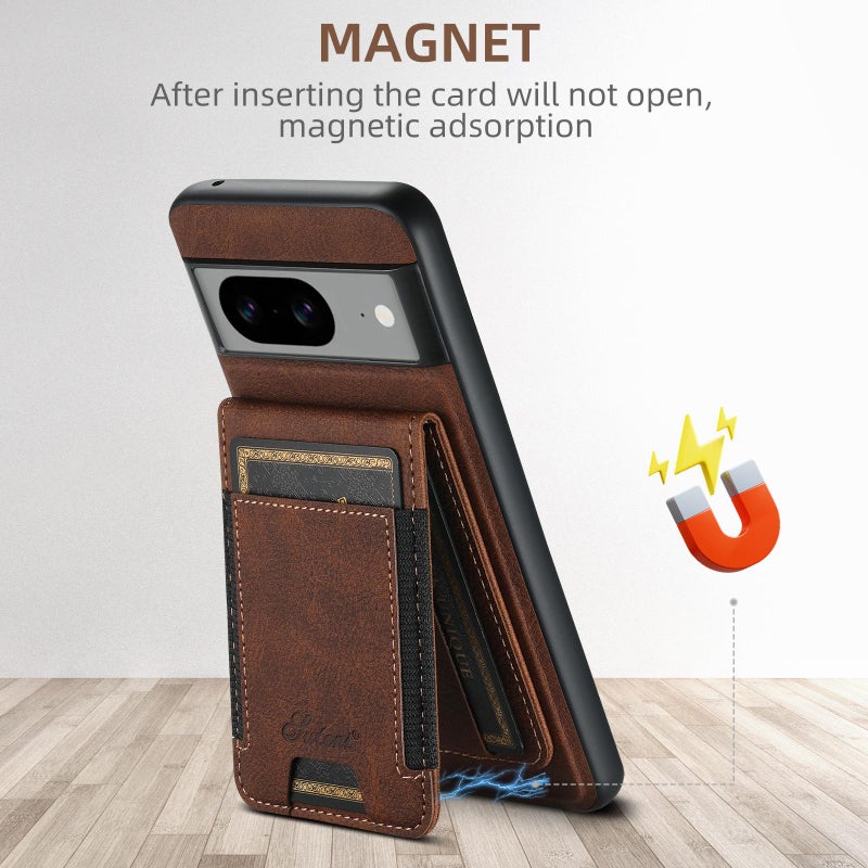 Suteni For Google Pixel 9 H17 Litchi Texture Leather Magnetic Detachable Wallet Phone Case(Brown) - Image 5