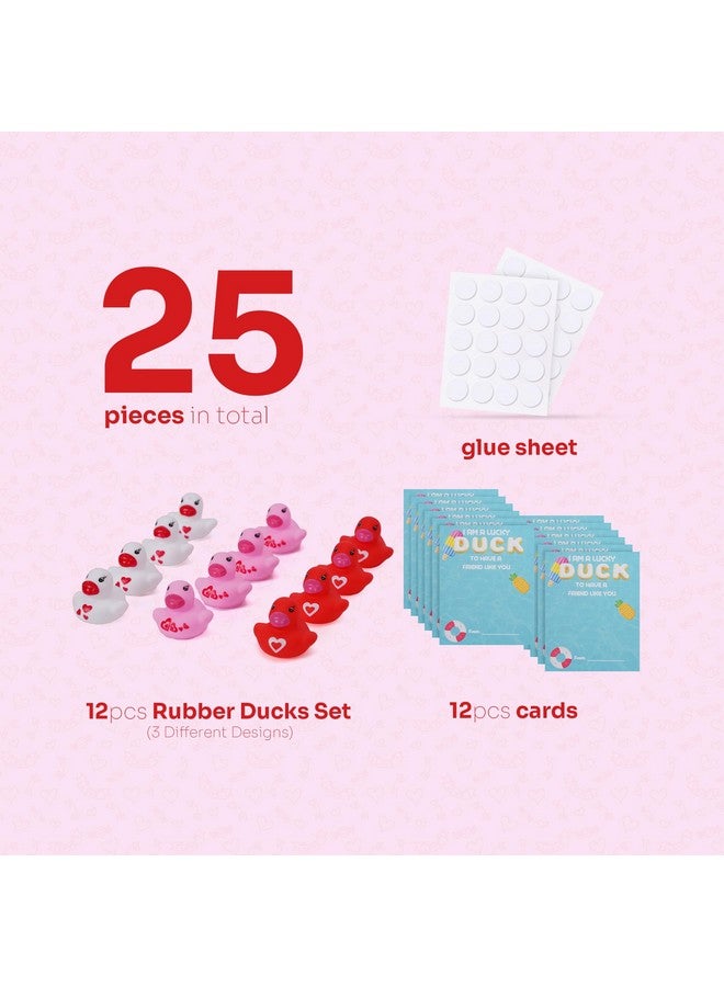 Primo Lines 12 Ducks Set - 12pcs Mini Rubber Ducks, 12pcs Cards, & 1 Glue Sheet for Party & Games (Valentine's Day) - Image 3
