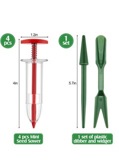 SYOSI Small Seed Planter Tool Mini Garden Hand Tools Distribute Seeds Evenly Indoor Outdoor Sowing Seed Dispenser with 2 Transplanting Tools for Plante Carrot Lettuce Grass Spinach Kale Radish Seed 4PCS  - Image 2