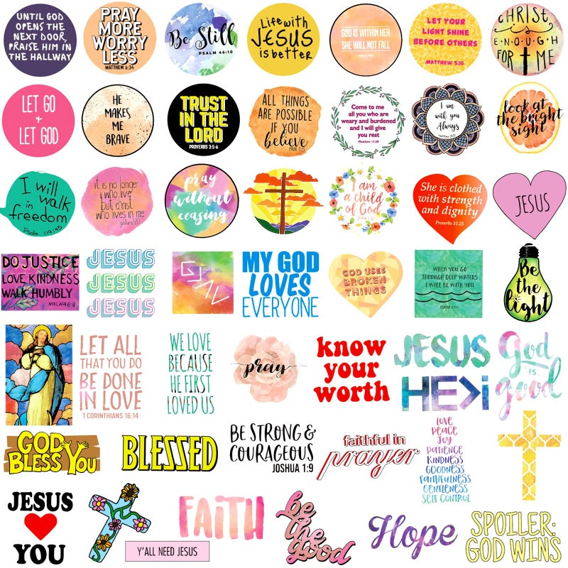 KASANYER 220Pcs Inspirational Christian Stickers, Bible Verse Faith Stickers, Religious Jesus Motivational Stickers for Christmas Water Bottles, Christian Easter Gifts for Kids Men and Women (220pcs) - Image 2