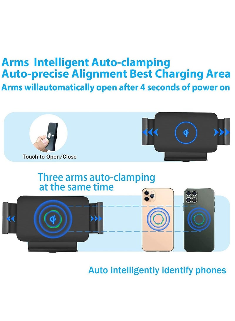 Excefore حامل شاحن سيارة لاسلكي Qi بقوة 15 وات متوافق مع هاتف Galaxy Z Fold3 Fold2 Fold S22 Ultra Google Pixel 6 Pro iPhone 14/13/12/11 Max بمشبك تلقائي سريع - Image 4