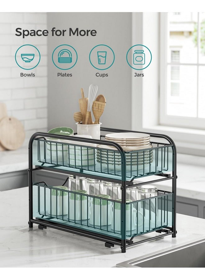 SONGMICS SONGMICS 2-Tier Pull Out Cabinet Organizers, Under Sink Organizer, Bathroom Organizer and Storage, Sliding Basket Drawers, Stackable for Kitchen, Bathroom, Ink Black UKCS017B01  - Image 4