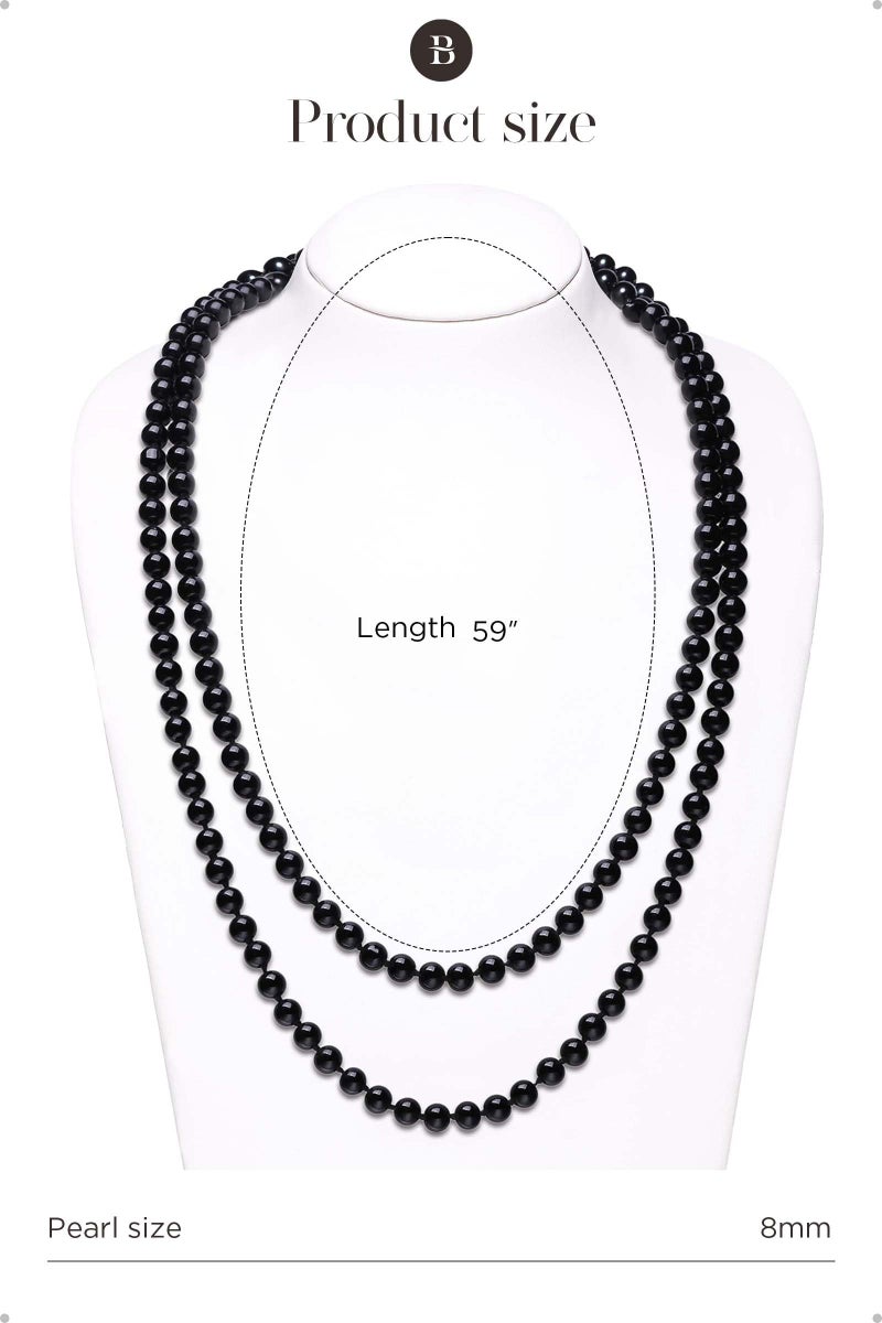 BABEYOND Long Pearl Necklace Faux Pearls Necklace Set 1920s Gatsby Costume Jewelry - Image 3