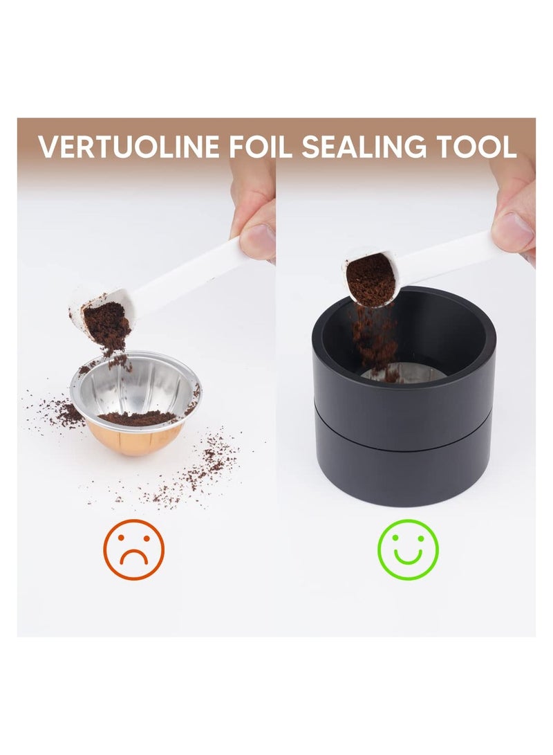 SYOSI Reusable Vertuo Capsule Refill Kit, VertuoLine Capsules with Aluminum 100 Foils Seals VertuoLine Reusable Capsule VertuoLine Capsule Filling Tool Holder Compatible with Reusable Vertuo Pod  - Image 4