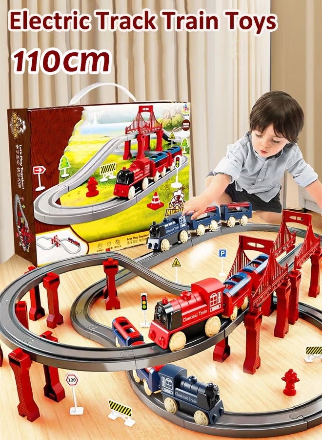 aoduoyaya 110cm electric rail train playset Electric high-speed rail train toys Assemble the rail train set Model train toys Train toys with tracks Birthday present Toys for boys - Image 1