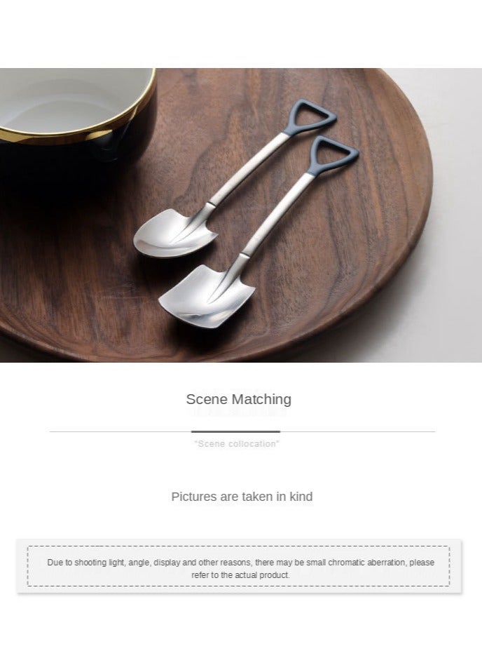 4 pcs Spoon Dessert Coffee Scoop Stainless Steel Iron Shovel Spoon Retro Round Head Spoon Kitchen Gadget Decoration Kitchen Bar Utensils - Image 5