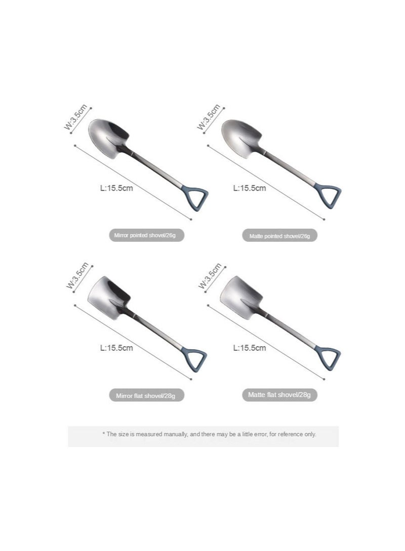 4 pcs Spoon Dessert Coffee Scoop Stainless Steel Iron Shovel Spoon Retro Round Head Spoon Kitchen Gadget Decoration Kitchen Bar Utensils - Image 3