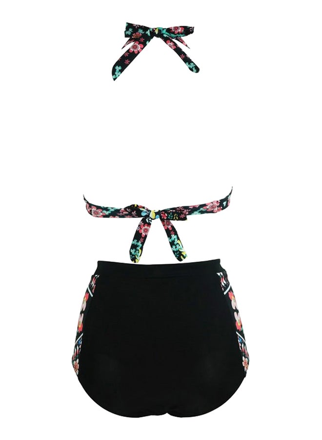 Halterneck High Waist Wireless Padded Bikini Set Multicolor - Image 4