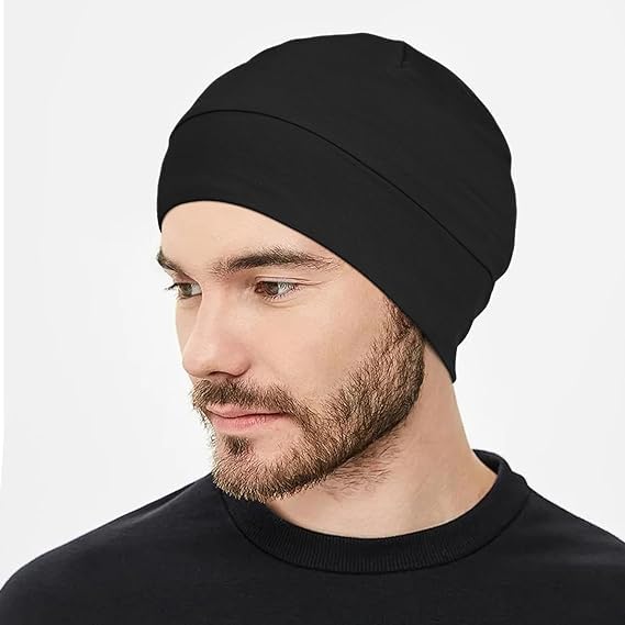 PAROPKAR 100% Cotton lycra Skull Caps Lightweight Beanie Sleep Hats Breathable Helmet Liner Cap Biking Cycling Cap for Unisex (Black Maroon) - Image 4