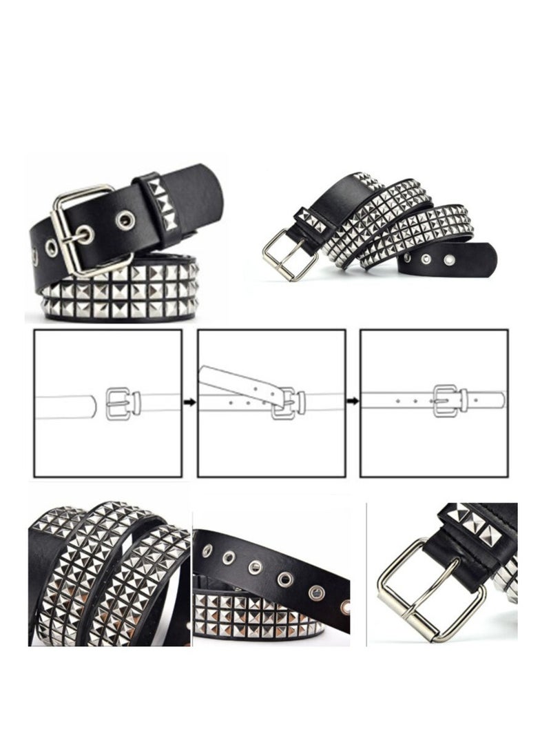 Generic - Studded Belt Metal Punk Rock Rivet Belt Square Beads with Bright Pyramid for Women Men - Image 1