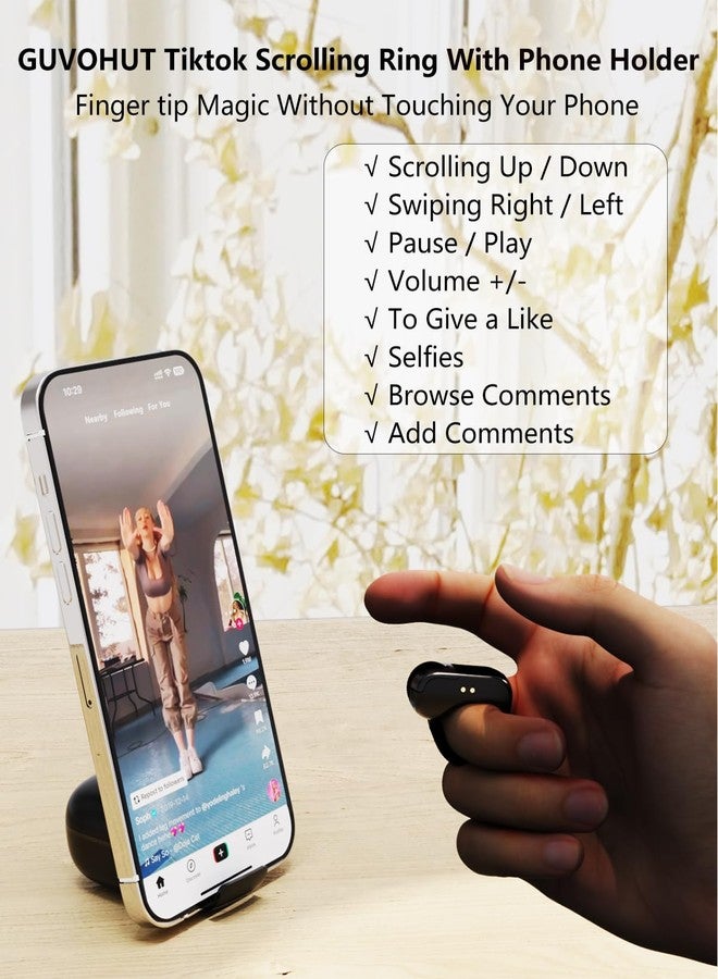 GUVOHUT Remote Control for TikTok with Touchpad, Bluetooth Page Turner for iPad/Kindle App/iPhone/Android (Black) - Image 2
