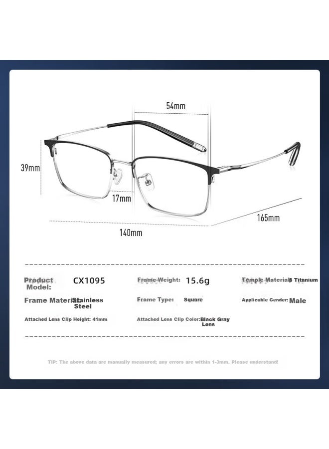 Caxman Men's Large Frame Myopia Gl Blue Light Blocking Beta Titanium Frame Magnetic Clip-on Sungl Optical Frame - Image 4