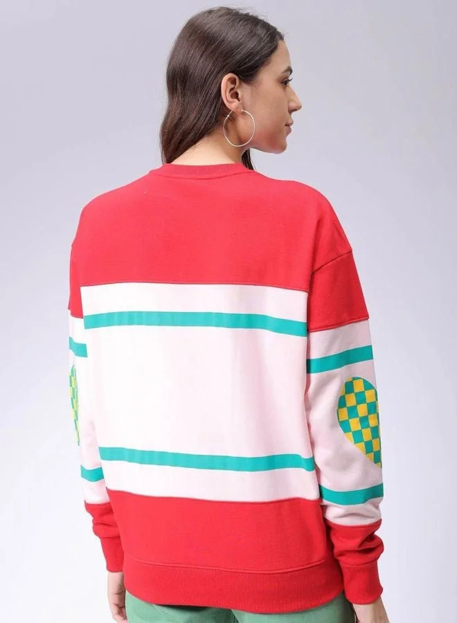 Freehand  Women Relaxed Fit Typography Printed Crew Neck Long Sleeve Oversized Sweatshirt  | Best Price UAE