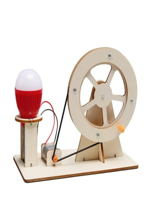 Oasisgalore Wooden Hand Cranked Generator Manual Electricity Generator Toy Science Experiments Kit for Kids Children
