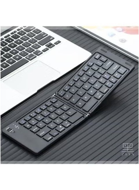 B028 Foldable Mini Bluetooth Keyboard – Ultra-Slim Two-Fold Wireless Keyboard with Quiet Keys | Rechargeable Battery & LED Charging Indicator | Lightweight, Compact Design for Office & Travel | Compatible with Android, iOS & Windows Tablets, Phones, Laptops – Black