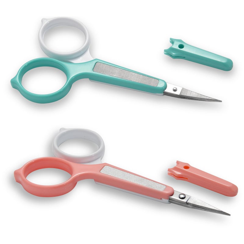 PAFASON High Precision Eyebrow Grooming Scissor Set, Beauty Makeup Cosmetic Tool, Curved, Straight Tip, Stainless Steel, Safety Case for Trimming Eyelash Extensions - Image 1