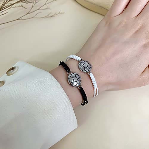 RINHOO 2Pcs Soccer Ball Basketball Bracelets Sport Baseball Rugby Charm Bracelet Adjustable Braided Rope Bracelet Friendship for Team Women Men - Image 4