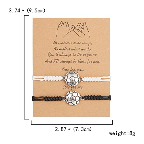 RINHOO 2Pcs Soccer Ball Basketball Bracelets Sport Baseball Rugby Charm Bracelet Adjustable Braided Rope Bracelet Friendship for Team Women Men - Image 2