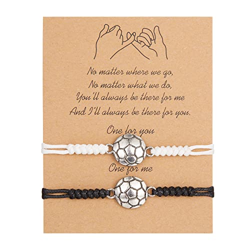 RINHOO 2Pcs Soccer Ball Basketball Bracelets Sport Baseball Rugby Charm Bracelet Adjustable Braided Rope Bracelet Friendship for Team Women Men - Image 1
