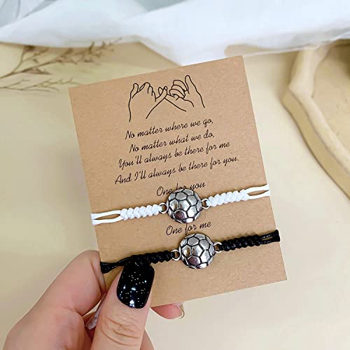 RINHOO 2Pcs Soccer Ball Basketball Bracelets Sport Baseball Rugby Charm Bracelet Adjustable Braided Rope Bracelet Friendship for Team Women Men - Image 5