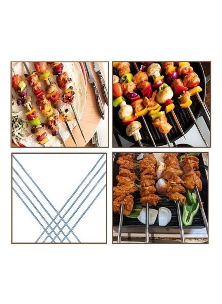 AtrauX Atraux 12 Pcs Stainless Steel Reusable Long Metal Skewers With Wooden Handle  - Image 4