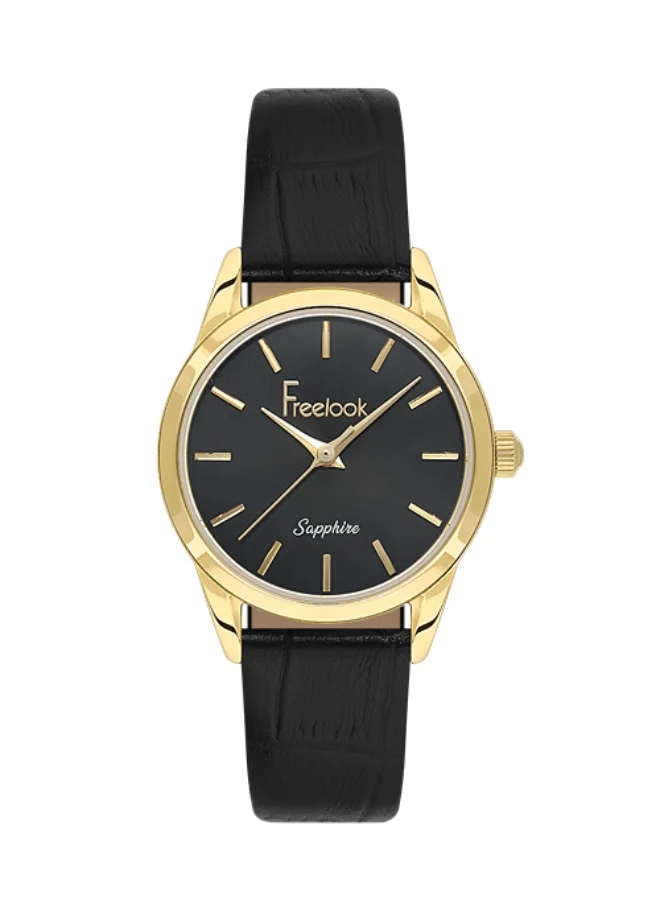 Freelook Paris Freelook - Naturelle Women's Watch | Steel Case | Leather Band | Black & Round Dial | Analog | Japanese Quartz | Sapphire Crystal | Premium Luxury Watch | Ideal Gift | Water Resistant 50 Meters