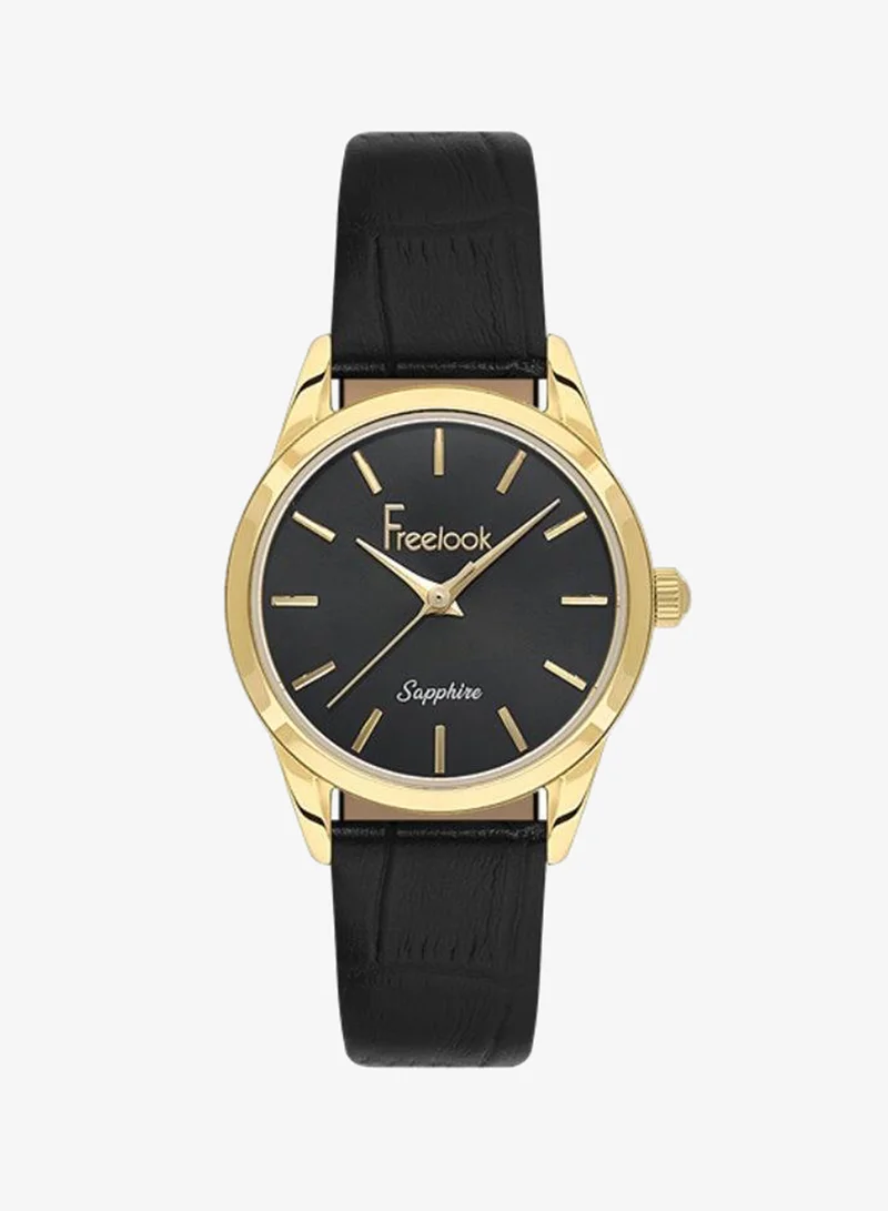 Freelook Paris Freelook - Naturelle Women's Watch | Steel Case | Leather Band | Black & Round Dial | Analog | Japanese Quartz | Sapphire Crystal | Premium Luxury Watch | Ideal Gift | Water Resistant 50 Meters