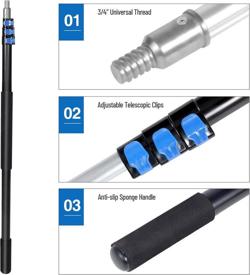 Lineslife Telescoping Pole, 4-12 FT Paint Roller Extension Pole,Multi-Purpose Sturdy Aluminum Alloy with Flip-Lock Design for Windows, Painting, Dusting and Cleaning - Image 4