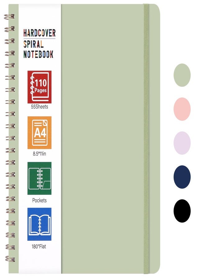 LABUK Spiral Notebook 8.5 x 11, A4 Hardcover Notebooks for Women, 55 Sheets 110 Pages Large Journal for Work, School, (Green) - Image 1