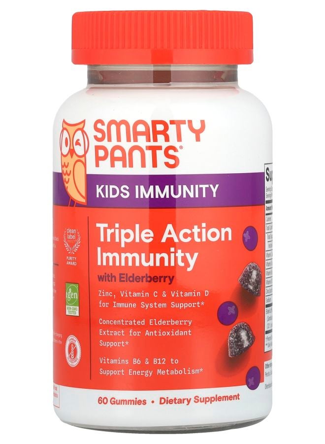SmartyPants Kids Triple Action Immunity Gummies with Elderberry 60 Gummies - Image 1