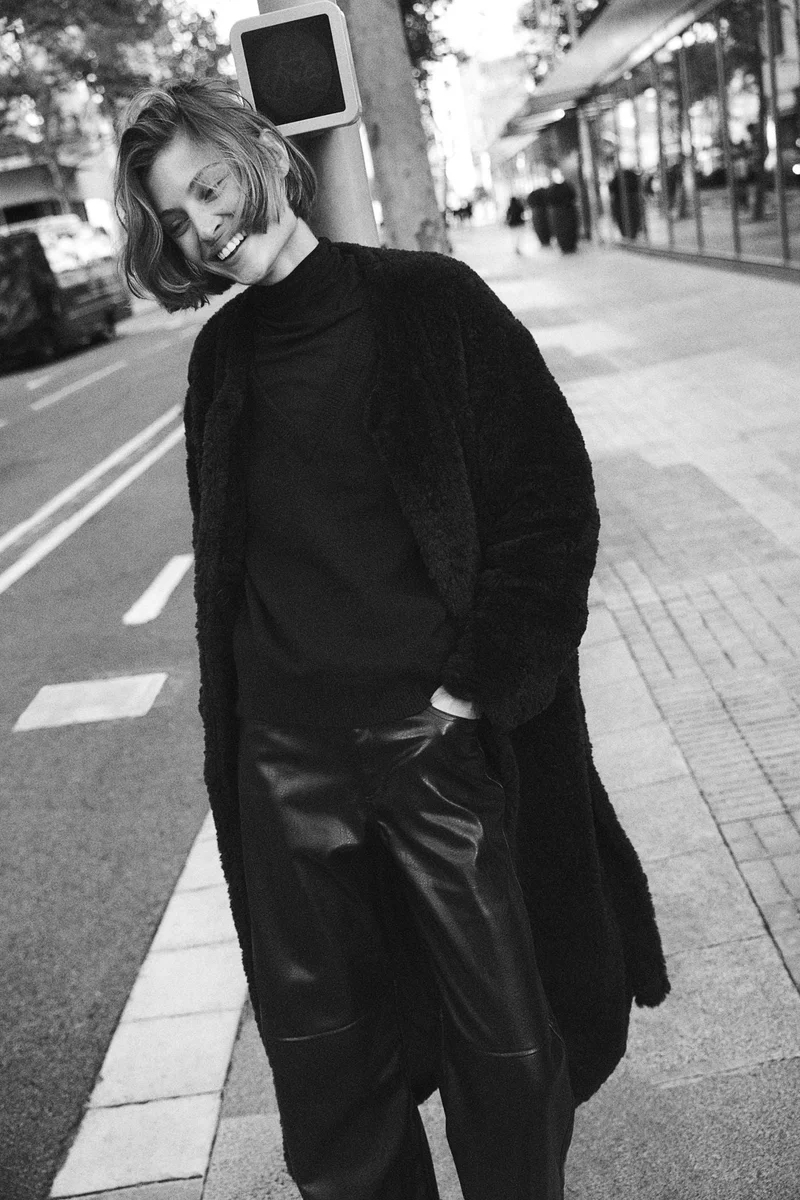 H&M Fluffy Tie-Belt Coat