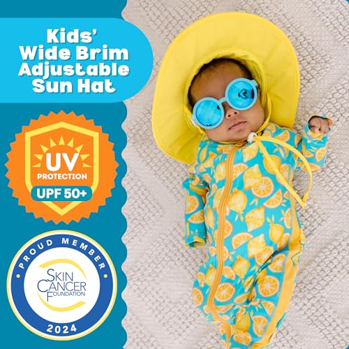 SwimZip Wide Brim Sun Hat | UPF 50+ Protection for Baby, Toddler, and Kids Yellow - Image 2
