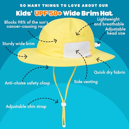SwimZip Wide Brim Sun Hat | UPF 50+ Protection for Baby, Toddler, and Kids Yellow - Image 3
