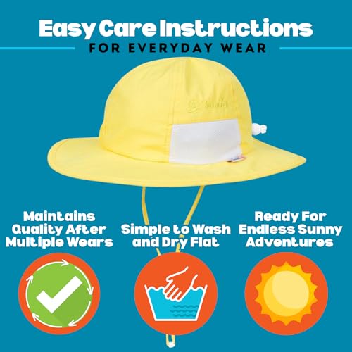 SwimZip Wide Brim Sun Hat | UPF 50+ Protection for Baby, Toddler, and Kids Yellow - Image 5
